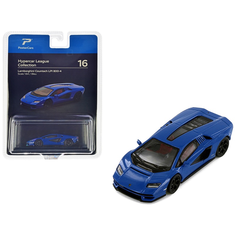 Lamborghini Countach LPI 800-4 Blue “Hypercar League Collection” 1/64 Diecast Model Car by PosterCars