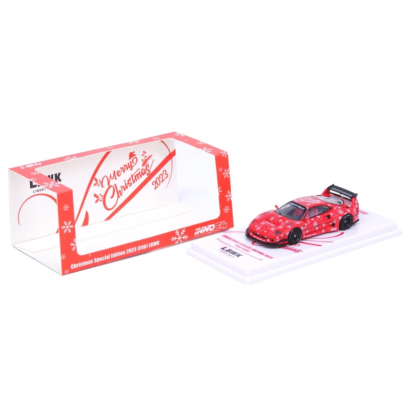 LBWK (Liberty Walk) F40 Red with Graphics “Christmas 2023 Special Edition” 1/64 Diecast Model Car by Inno Models