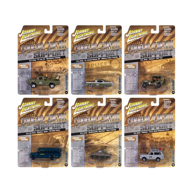“Military” Set A of 6 pieces 2024 Release 2 Limited Edition Diecast Models by Johnny Lightning