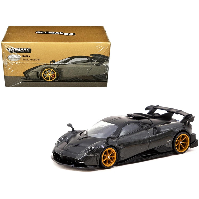 Pagani Imola Grigio Knockhill Gray Metallic with Matt Black Top “Global64” Series 1/64 Diecast Model by Tarmac Works