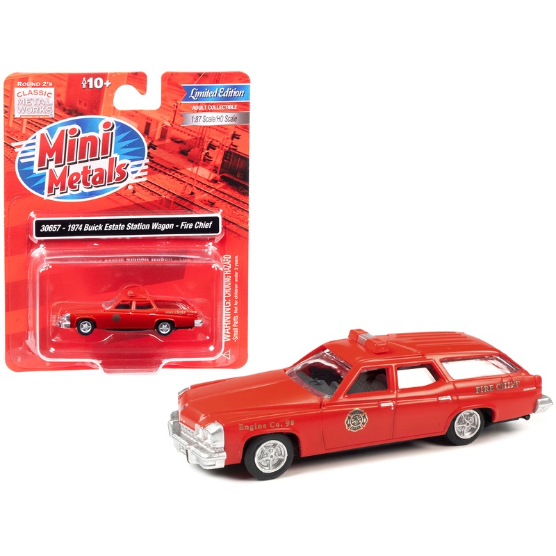 1974 Buick Estate Station Wagon Red “Fire Chief” 1/87 (HO) Scale Model by Classic Metal Works