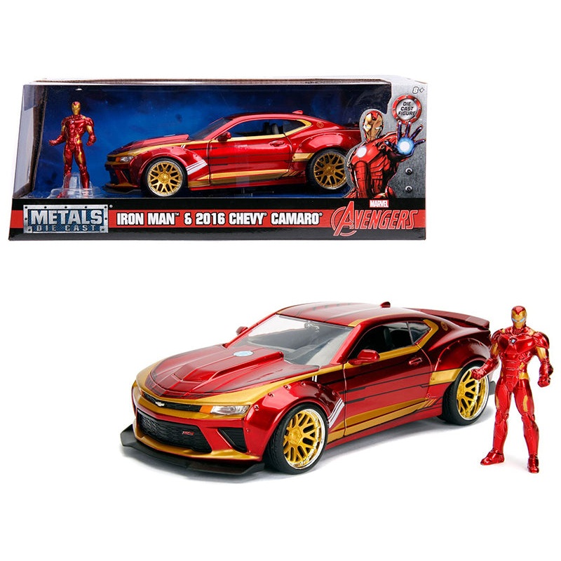 2016 Chevrolet Camaro with Iron Man Diecast Figure “Marvel” Series 1/24 Diecast Model Car by Jada