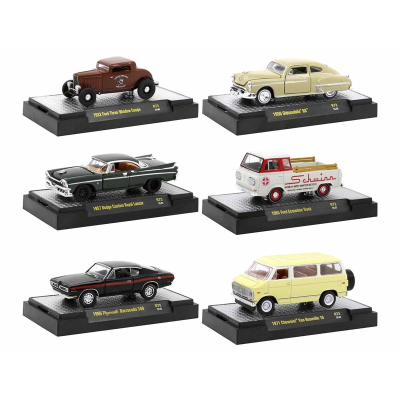 “Auto Meets” Set of 6 Cars IN DISPLAY CASES Release 73 Limited Edition 1/64 Diecast Model Cars by M2 Machines – Perfect Christmas Gift