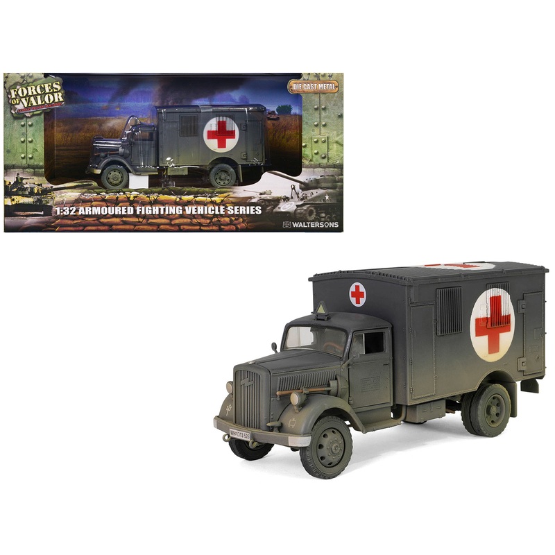 Opel-Blitz Kfz.305 Ambulance Gray (Weathered) “German Army” “Armoured Fighting Vehicle” Series 1/32 Diecast Model by Forces of Valor