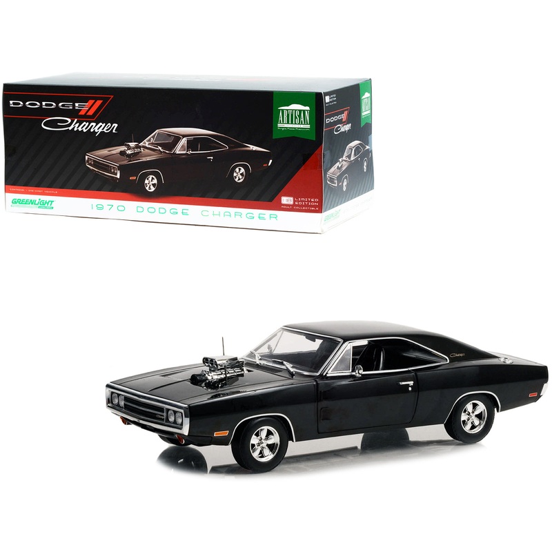 1970 Dodge Charger with Blown Engine Black “Artisan Collection” Series 1/18 Diecast Model Car by Greenlight