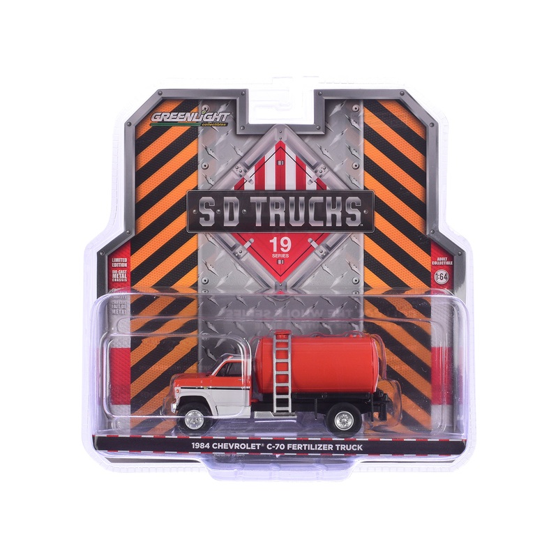 1984 Chevrolet C-70 Fertilizer Truck Red and White Cab with Red Tank “S.D. Trucks” Series 19 1/64 Diecast Model by Greenlight