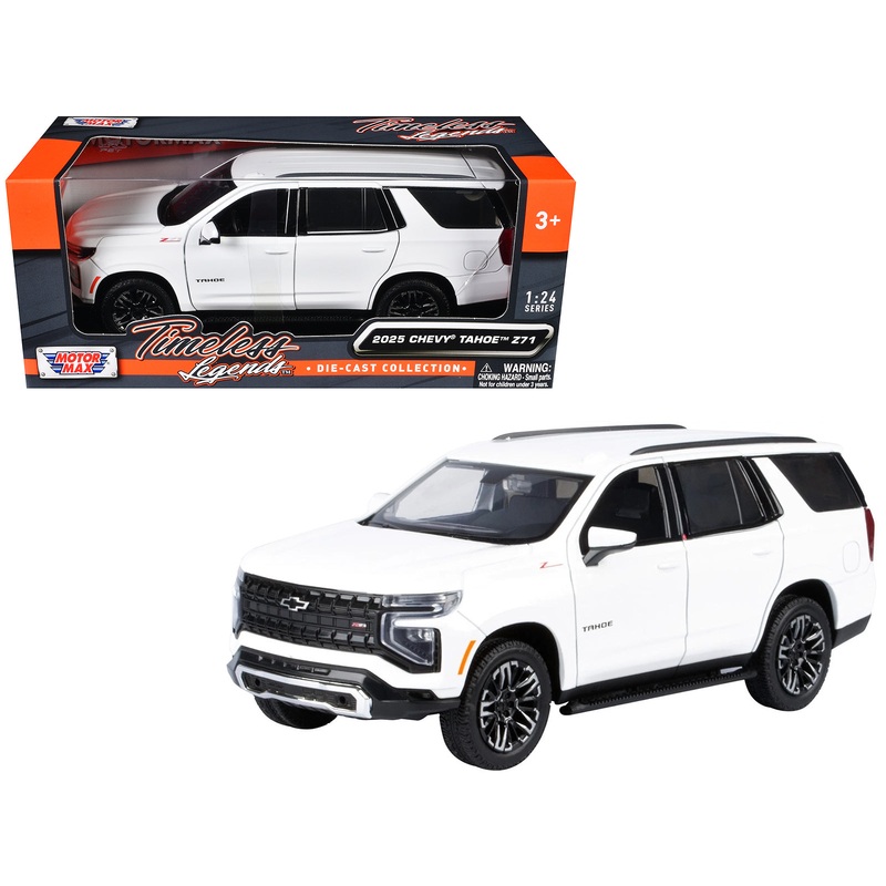 2025 Chevrolet Tahoe Z71 White “Timeless Legends” Series 1/24 Diecast Model Car by Motormax