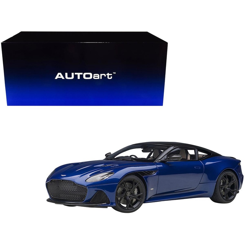 Aston Martin DBS Superleggera RHD (Right Hand Drive) Zaffre Blue Metallic with Carbon Top and Carbon Accents 1/18 Model Car by Autoart