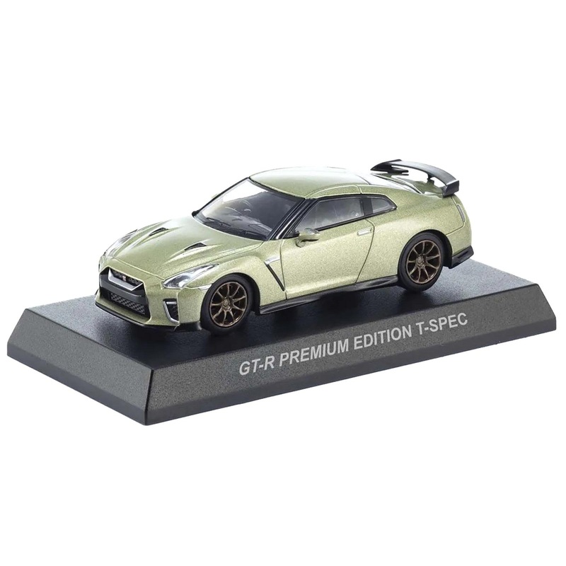 Nissan GT-R Premium Edition T-Spec RHD (Right Hand Drive) Jade Green Metallic with Mini Book No.11 1/64 Diecast Model Car by Kyosho