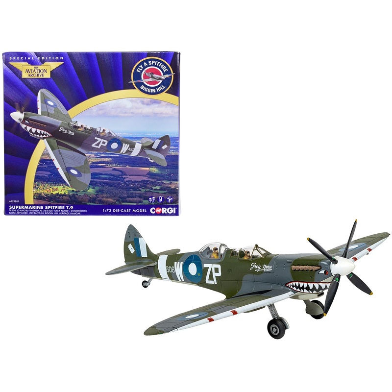 Supermarine Spitfire T.9 TE308 Fighter Aircraft “Grey Nurse” “Biggin Hill Heritage Hangar” “The Aviation Archive” Series 1/72 Diecast Model by Corgi