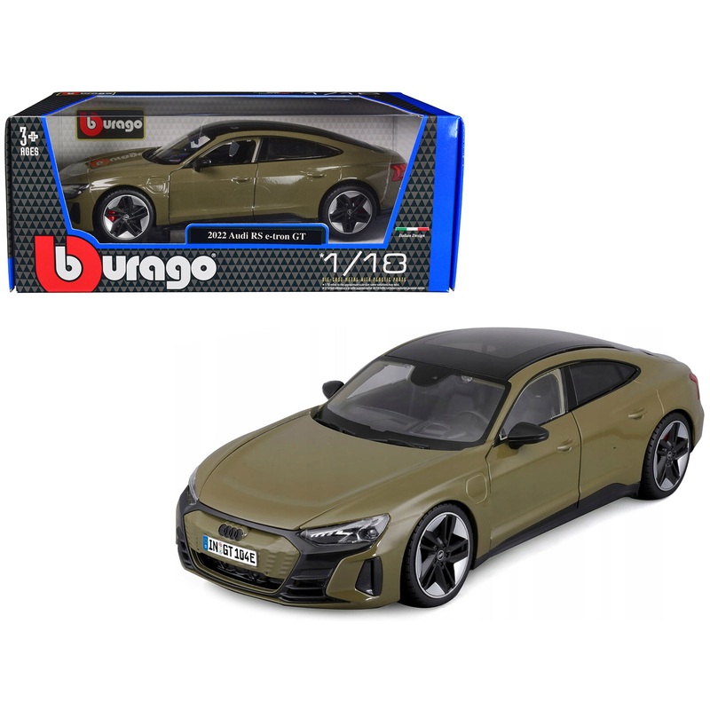 2022 Audi RS e-tron GT Dark Green with Sunroof 1/18 Diecast Model Car by Bburago