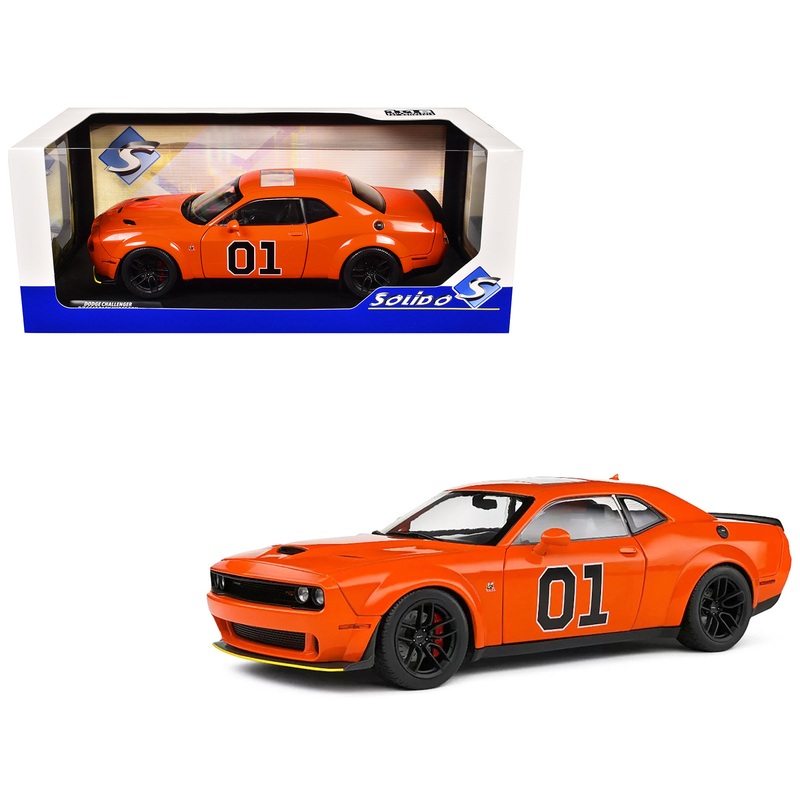 2023 Dodge Challenger R/T Scat Pack Widebody #01 “Hazzard Tribute” Orange 1/18 Diecast Model Car by Solido