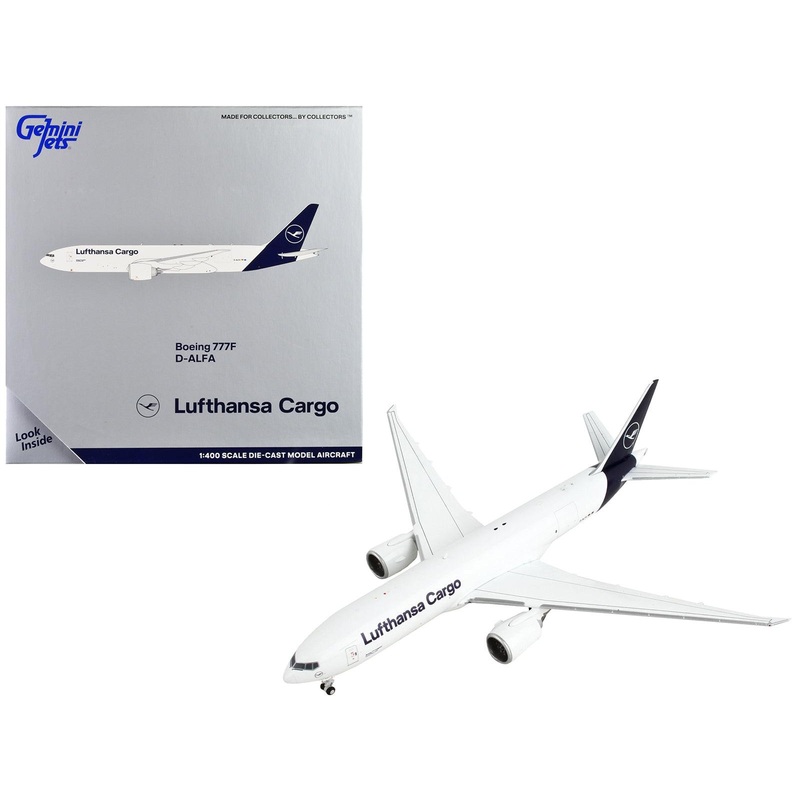 Boeing 777F Commercial Aircraft “Lufthansa Cargo” White with Dark Blue Tail 1/400 Diecast Model Airplane by GeminiJets