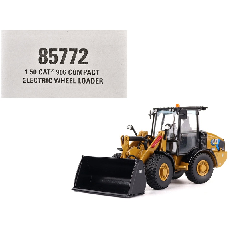 CAT Caterpillar 906 Electric Compact Wheel Loader Yellow with Operator “High Line Series” 1/50 Diecast Model by Diecast Masters