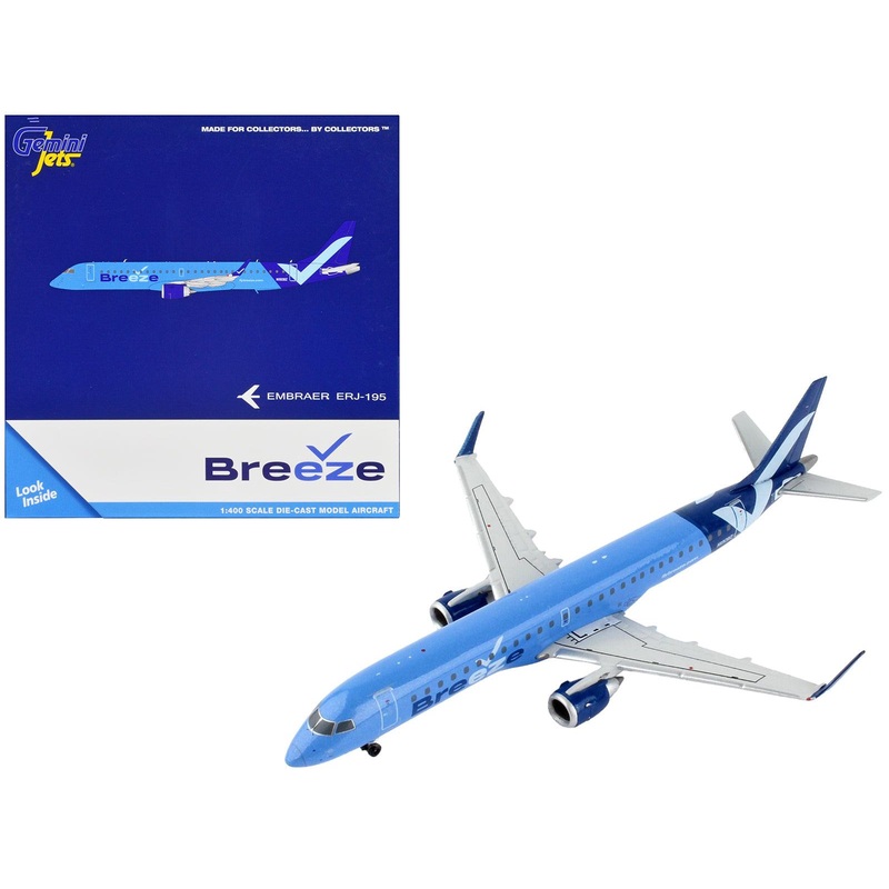 Embraer ERJ-195 Commercial Aircraft “Breeze Airways” Blue 1/400 Diecast Model Airplane by GeminiJets
