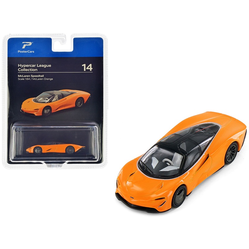McLaren Speedtail McLaren Orange with Black Top “Hypercar League Collection” 1/64 Diecast Model Car by PosterCars