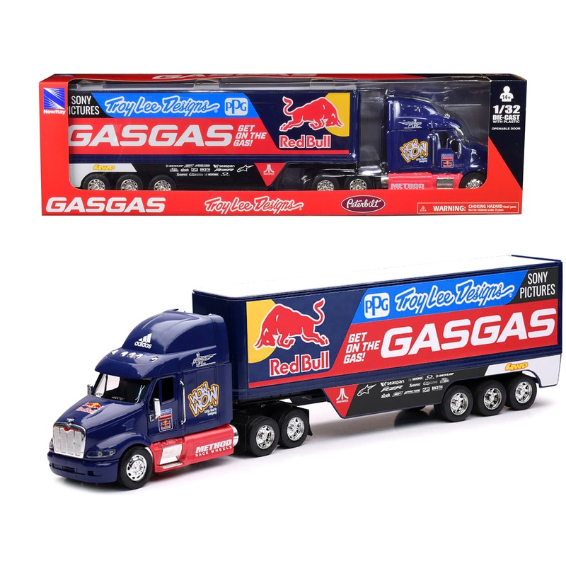 Peterbilt 387 Truck Dark Blue “Red Bull – Troy Lee Designs – GASGAS” 1/32 Diecast Model by New Ray