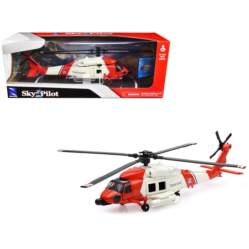 Sikorsky HH-60J Jayhawk Helicopter Red and White “United States Coast Guard” “Sky Pilot” Series 1/60 Diecast Model by New Ray