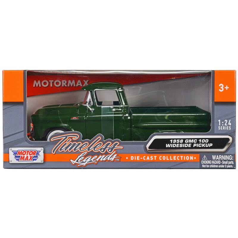 1958 GMC 100 Wideside Pickup Truck Green “Timeless Legends” Series 1/24 Diecast Model Car by Motormax