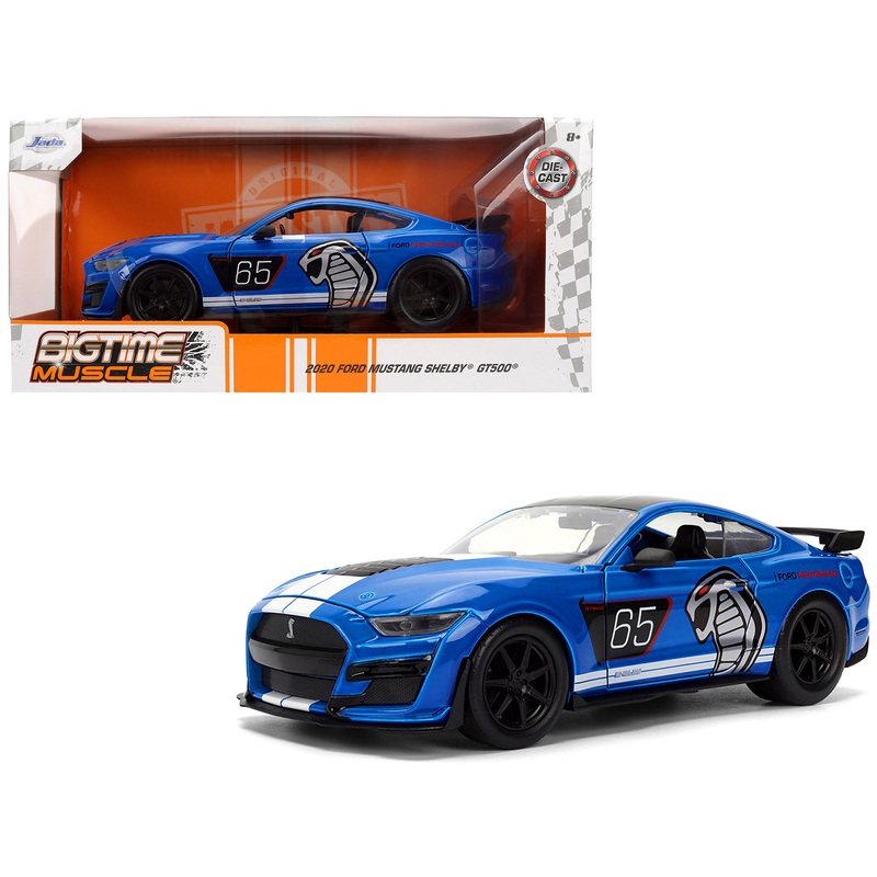 2020 Ford Mustang Shelby GT500 #65 “Ford Performance” Blue with Black Top and White Stripes “Bigtime Muscle” Series 1/24 Diecast Model Car by Jada