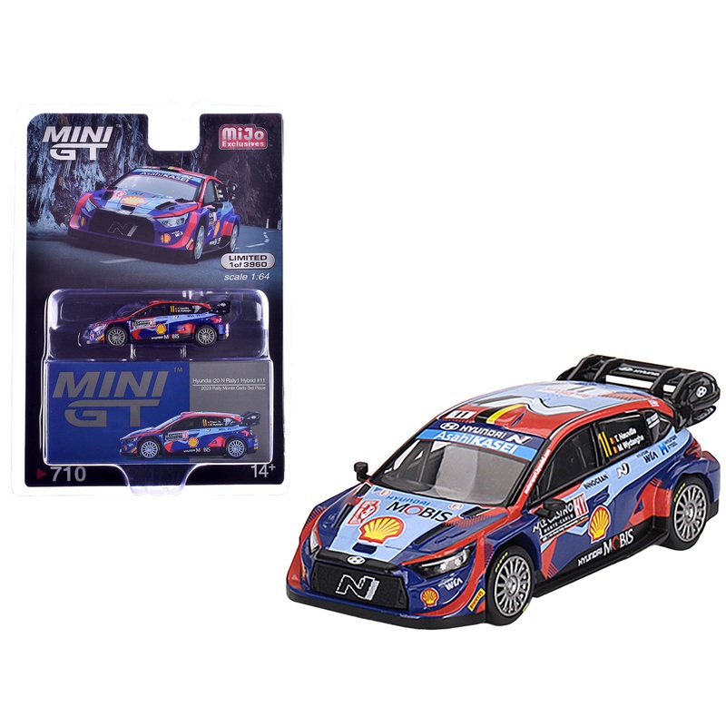 Hyundai i20 N Rally1 Hybrid #11 Thierry Neuville – Martijn Wydaeghe “Hyundai Shell Mobis WRT” 3rd Place “Monte Carlo Rally” (2023) Limited Edition to 3960 pieces Worldwide 1/64 Diecast Model Car by Mini GT