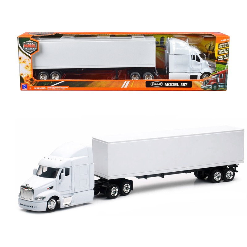 Peterbilt 387 Truck with Dry Goods Trailer White “Long Haul Trucker” Series 1/43 Diecast Model by New Ray