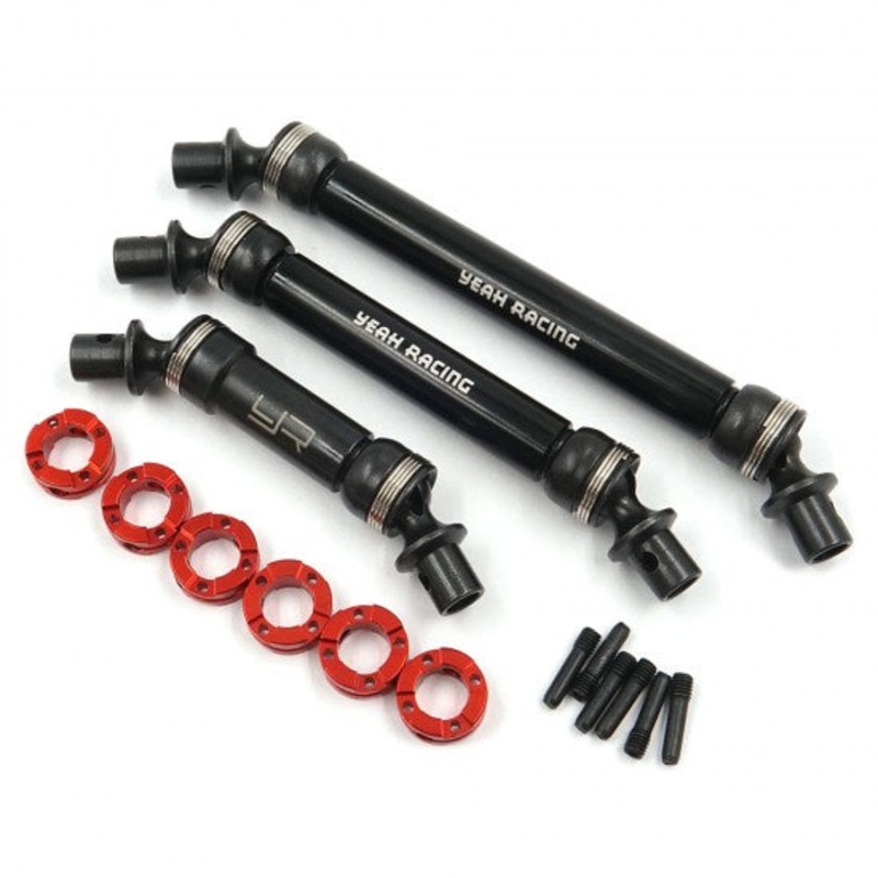 Yeah Racing – HD Steel Front & Rear Center Shaft Set (Blk) for TRX-6