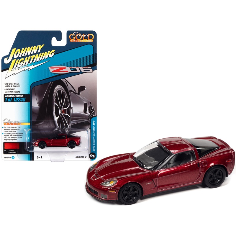 2012 Chevrolet Corvette Z06 Crystal Red Metallic “Classic Gold Collection” Series Limited Edition to 12240 pieces Worldwide 1/64 Diecast Model Car by Johnny Lightning