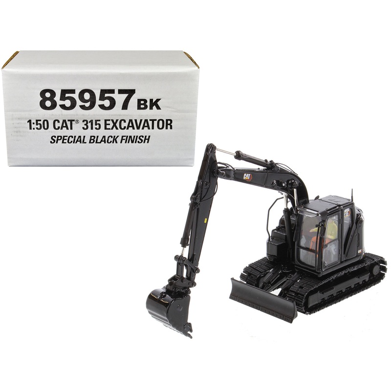 CAT Caterpillar 315 Track Type Hydraulic Excavator Special Black Finish with Operator “High Line” Series 1/50 Diecast Model by Diecast Masters