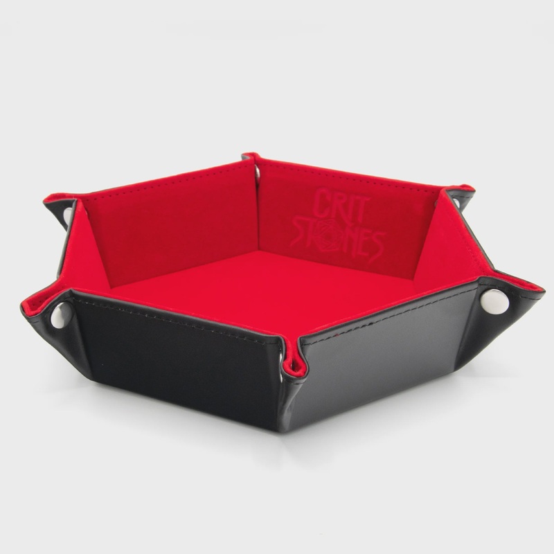 CritStones – Hexagonal Foldable Dice Tray – Red