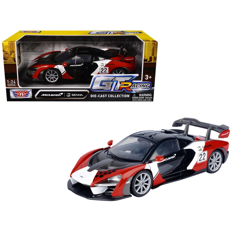 McLaren Senna #22 Black with Red and White Graphics “GT Racing” Series 1/24 Diecast Model Car by Motormax