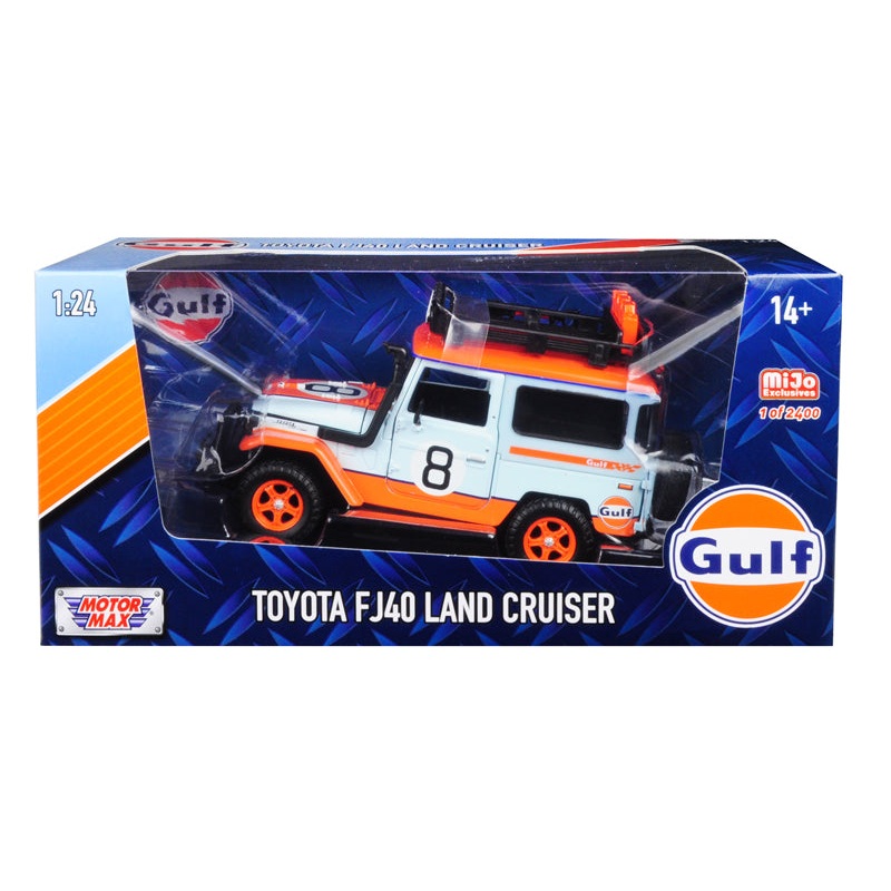 Toyota FJ40 Land Cruiser #8 “Gulf Oil”  White Limited Edition to 2400 pieces Worldwide 1/24 Diecast Model Car by Motormax