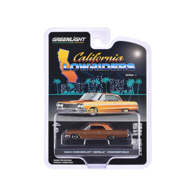 1963 Chevrolet Impala SS Convertible (Top Up) Bronze Metallic “California Lowriders” Series 6 1/64 Diecast Model Car by Greenlight