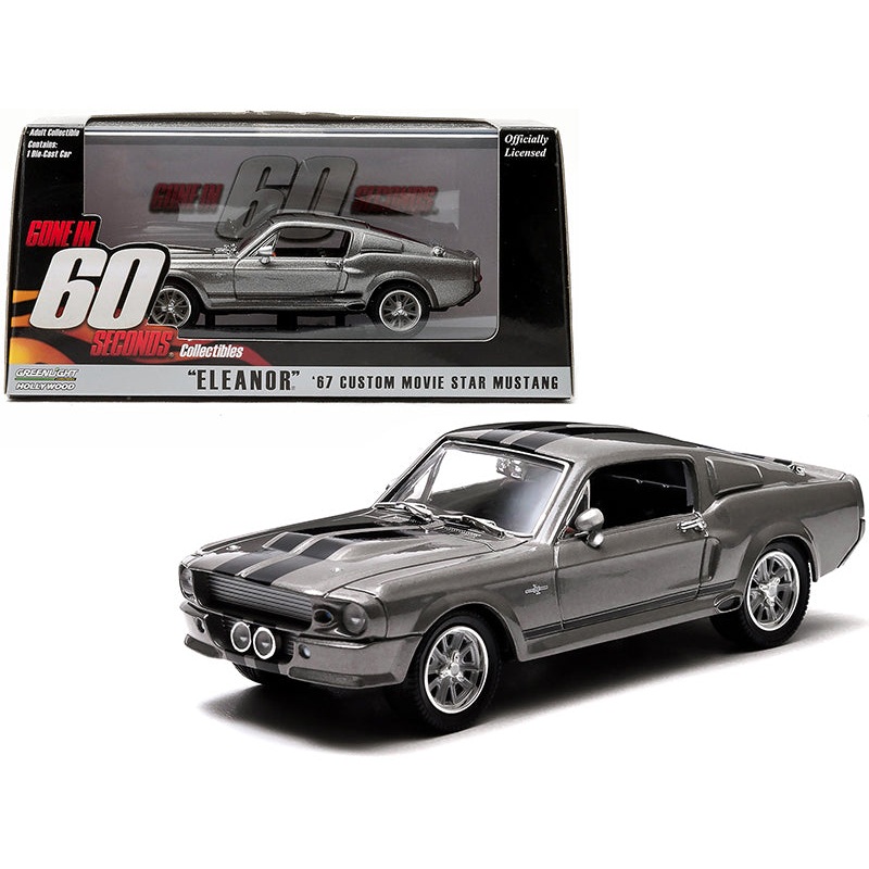 1967 Ford Mustang Custom “Eleanor” Gray Metallic with Black Stripes “Gone in 60 Seconds” (2000) Movie 1/43 Diecast Model Car by Greenlight