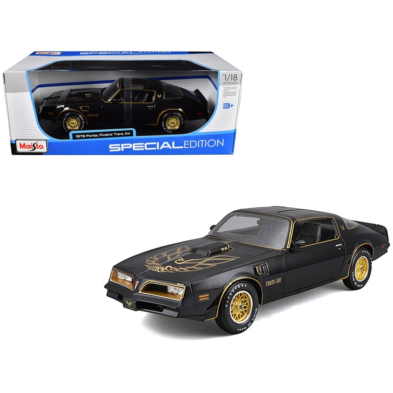 1978 Pontiac Firebird Trans Am Black Metallic with Hood Graphics “Special Edition” Series 1/18 Diecast Model Car by Maisto