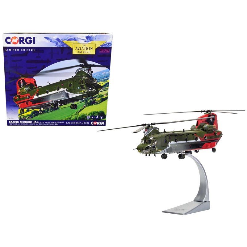 Boeing Chinook HC.4 Helicopter “ZA712 RAF No.18 (B) Squadron 100 Years Anniversary Scheme RAF Odiham” (September 2016) Royal Air Force “The Aviation Archive” Series 1/72 Diecast Model by Corgi