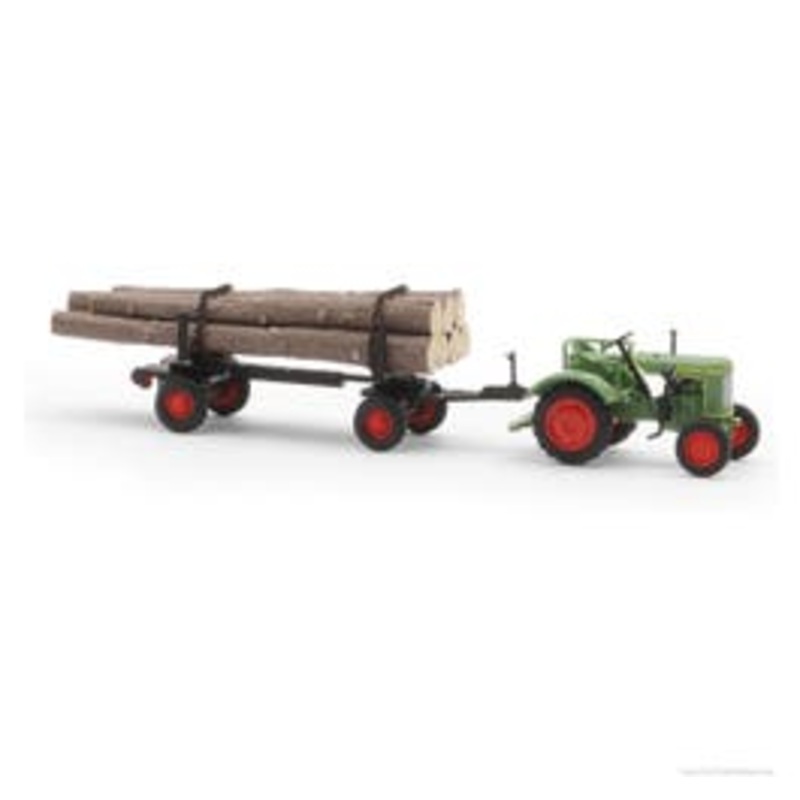 Busch 54152  HO Fendt F 15 Tractor with Wood-log Trailer
