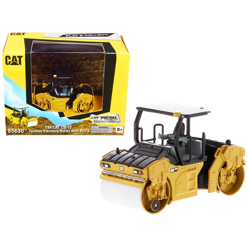 CAT Caterpillar CB-13 Tandem Vibratory Roller with ROPS “Play & Collect!” Series 1/64 Diecast Model by Diecast Masters