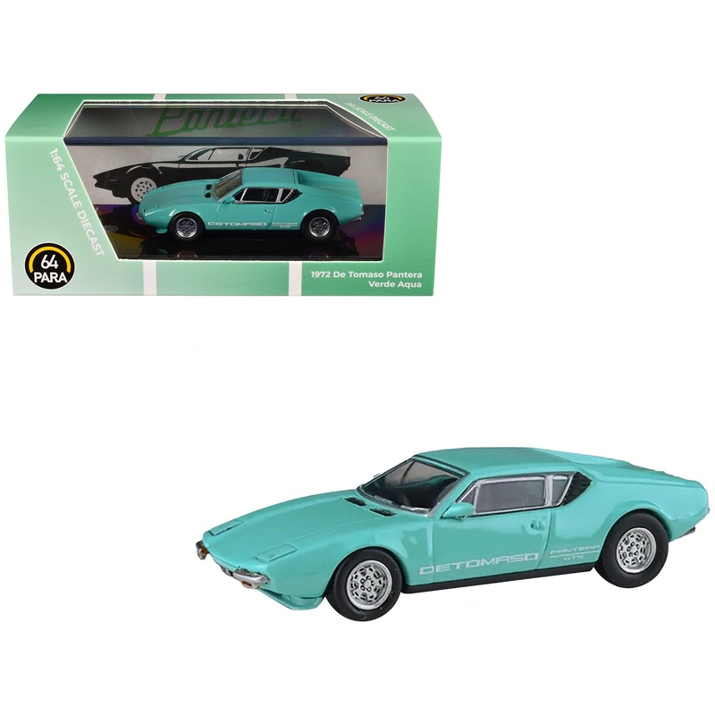 1972 De Tomaso Pantera Verde Aqua 1/64 Diecast Model Car by Paragon Models