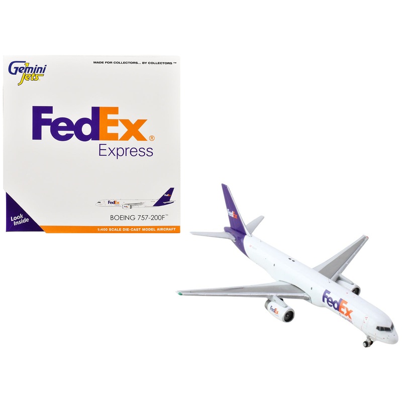 Boeing 757-200F Commercial Aircraft “FedEx (Federal Express)” (N921FD) White with Purple Tail 1/400 Diecast Model Airplane by GeminiJets