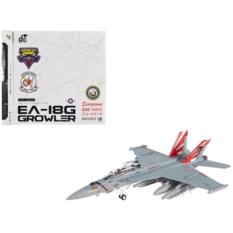 Boeing EA-18G Growler Aircraft “VAQ-132 Scorpions” United States Navy 1/72 Diecast Model by JC Wings