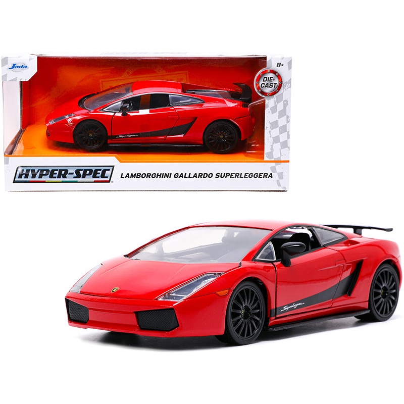 Lamborghini Gallardo Superleggera Red with Black Stripes “Hyper-Spec” Series 1/24 Diecast Model Car by Jada