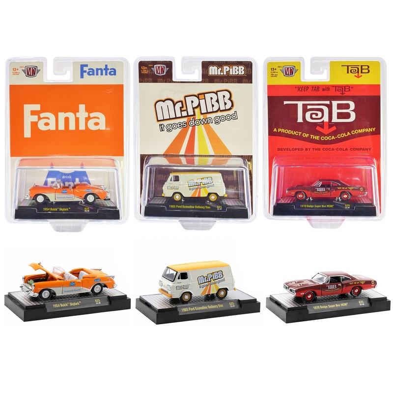 “Sodas” Set of 3 pieces Release 25 Limited Edition to 6250 pieces Worldwide 1/64 Diecast Model Cars by M2 Machines