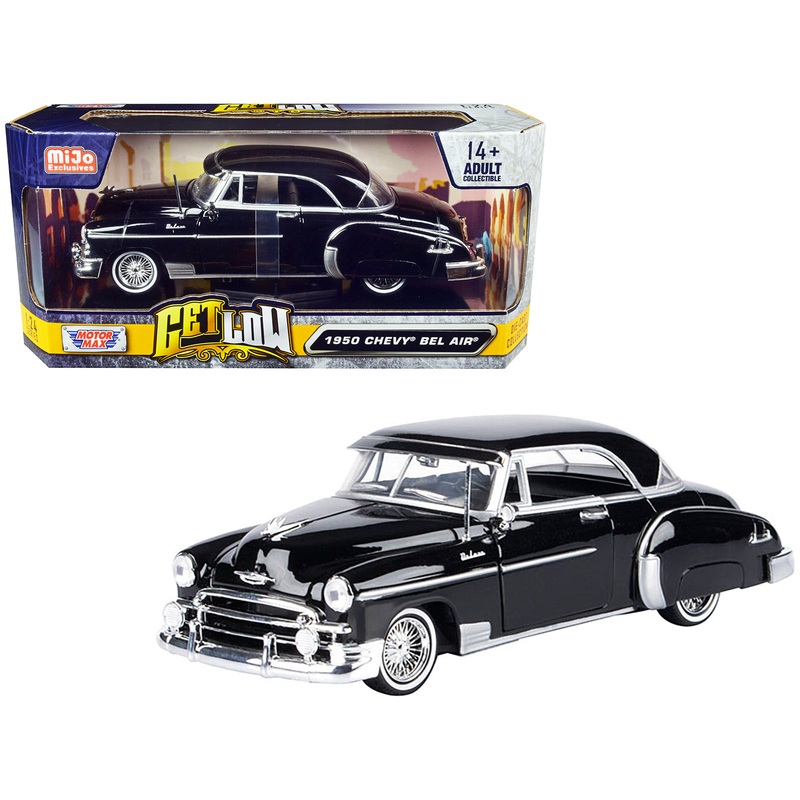 1950 Chevrolet Bel Air Lowrider Black “Get Low” Series 1/24 Diecast Model Car by Motormax