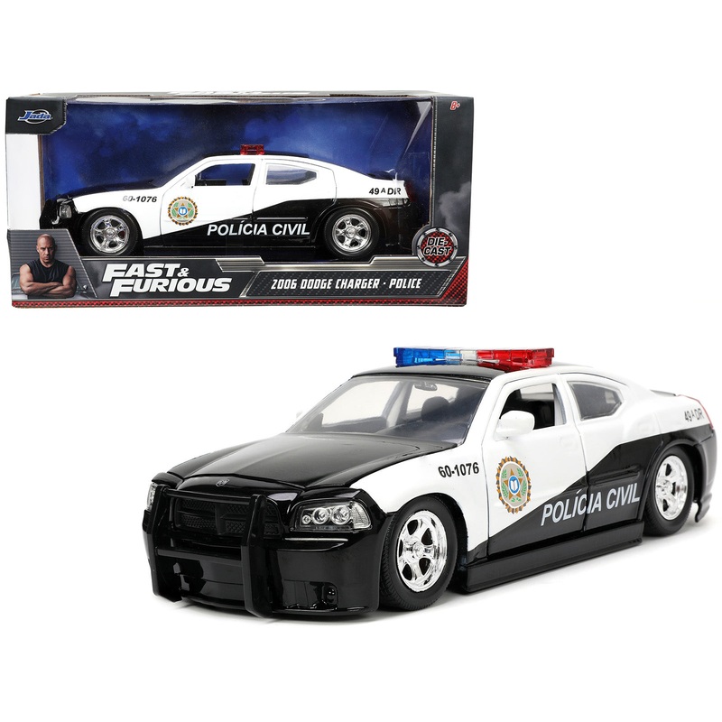 2006 Dodge Charger Police Black and White “Policia Civil” “Fast & Furious” Series 1/24 Diecast Model Car by Jada