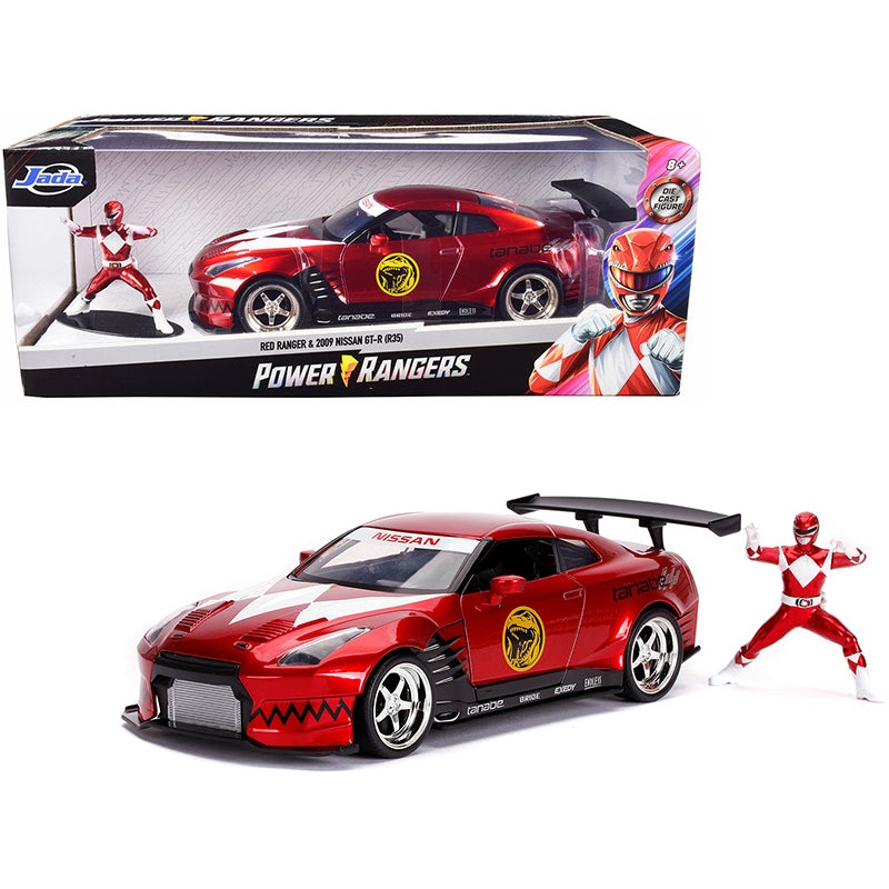 2009 Nissan GT-R (R35) Candy Red and Red Ranger Diecast Figurine “Power Rangers” 1/24 Diecast Model Car by Jada