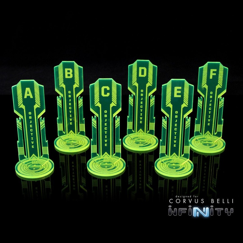 Warsenal – Acrylic Sci Fi Objectives 6 Pack – Fluorescent Green / Alpha