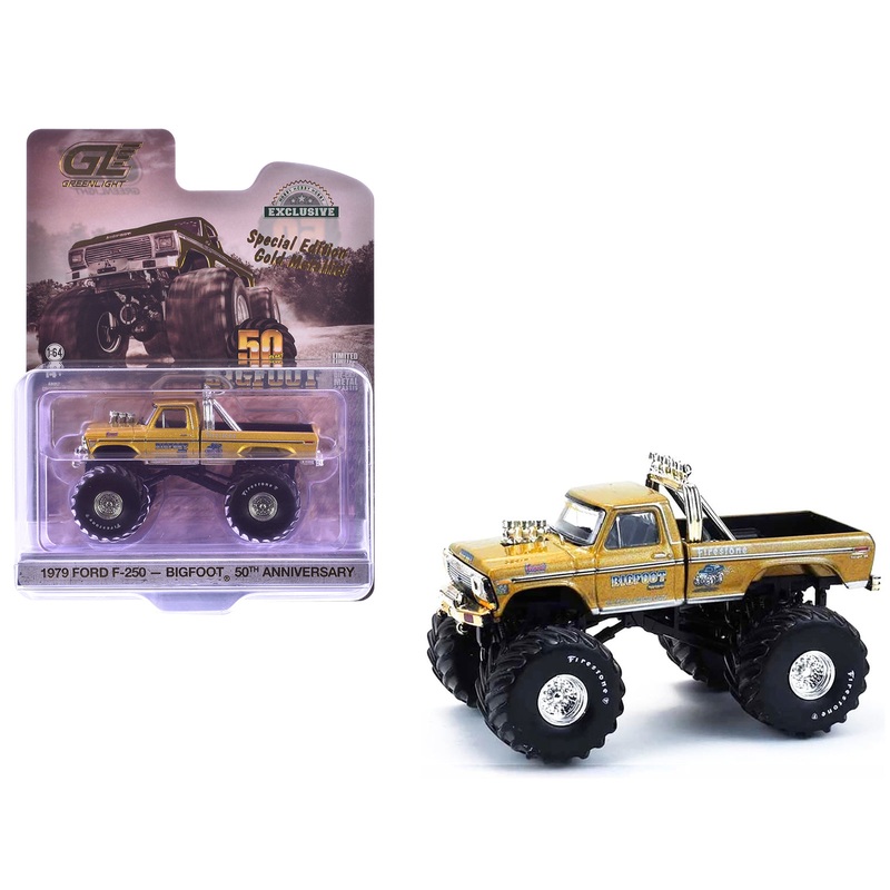 1979 Ford F-250 Monster Truck “Bigfoot #1 50th Anniversary” Gold Metallic “Hobby Exclusive” Series 1/64 Diecast Model Car by Greenlight
