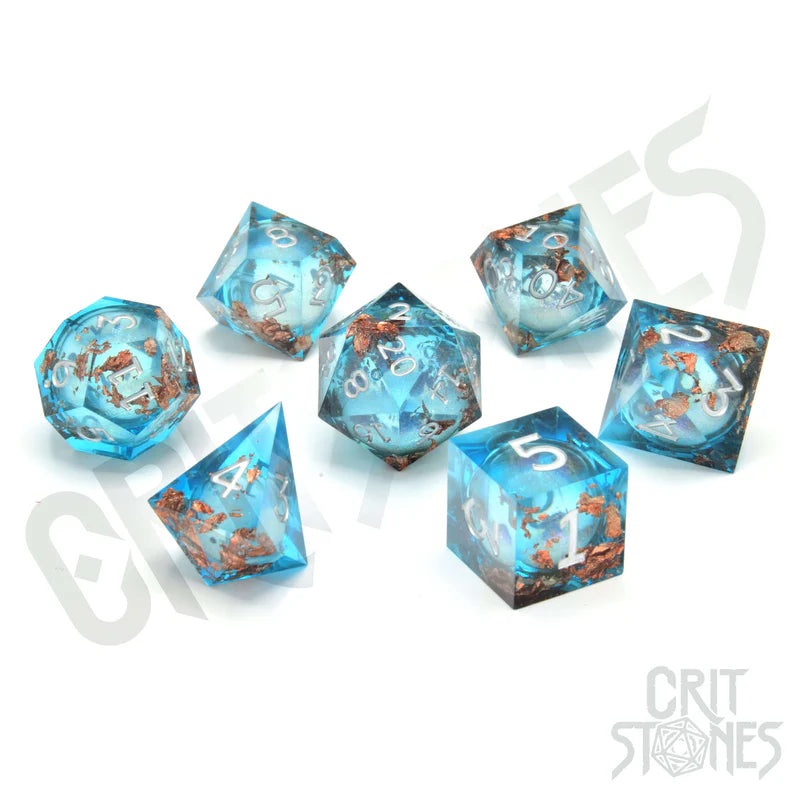 CritStones –  Resin RPG Dice Set – Flux Fortune (Liquid Core)