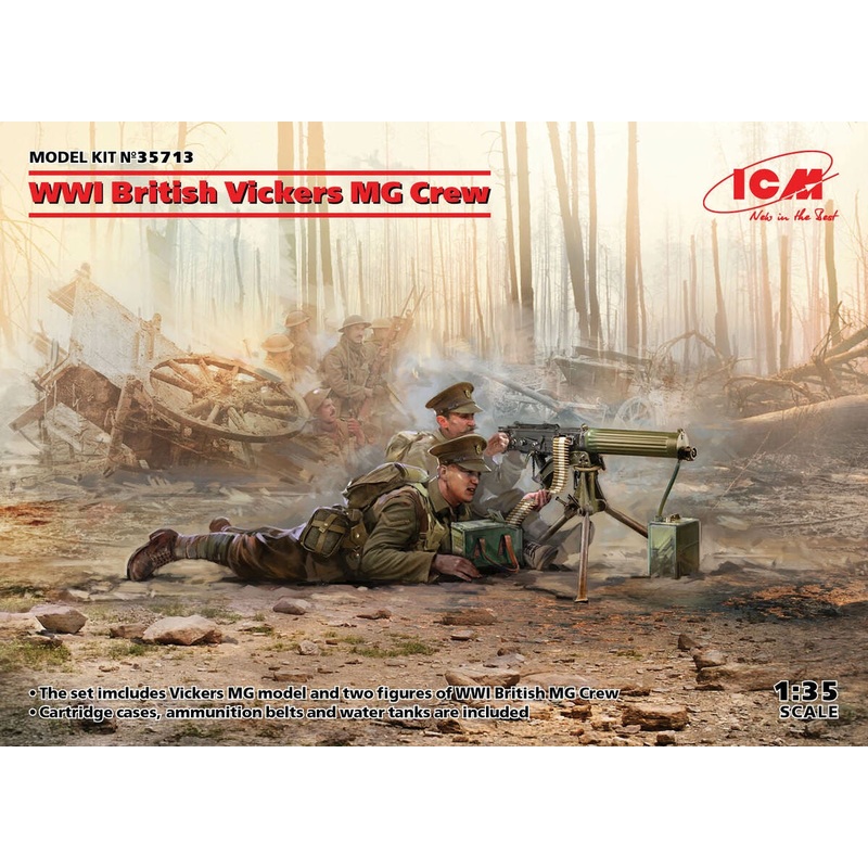 ICM – 1/35 WWI Vickers Mg Crewvickers Mg w/ 2 Figures